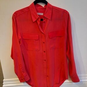 Equipment Vibrant Red Casual Button Down Shirt